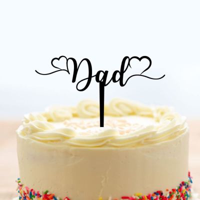 Happy Father's Day Cake Topper Acrylic Black Cake Topper Dad Love Heart Father's Day Cake Decor Father Day Gift Father's Day Birthday Cake Decoration Dad Party Supplies