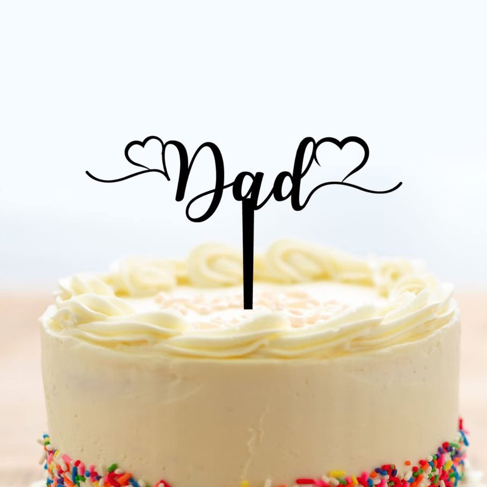 Happy Father's Day Cake Topper Acrylic Black Cake Topper Dad Love Heart Father's Day Cake Decor Father Day Gift Father's Day Birthday Cake Decoration Dad Party Supplies