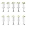 Set of 10pcs Silver Crystal Centerpieces Tall Metal Flower Arrangement Vase for Wedding Party Dinner Event Hotel Home Decor view 1