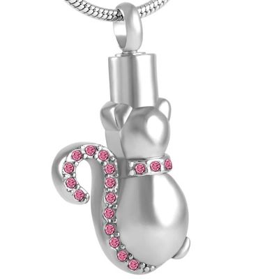 LiHiFG Crystal Cat Urn Pendant Funeral Cremation Jewelry Cat Pendant Pet Memorial Urn Necklace for Ashes