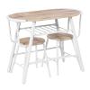 VERYKE 3 Piece Dining Set Kitchen Table Set Wooden Breakfast Table Compact Table Set with White Metal Frame and Space Saving Shelf Design for Small Space, Dining Room, Apartment, Pub(Oak) view 2
