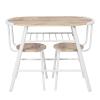 VERYKE 3 Piece Dining Set Kitchen Table Set Wooden Breakfast Table Compact Table Set with White Metal Frame and Space Saving Shelf Design for Small Space, Dining Room, Apartment, Pub(Oak) view 3