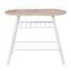 VERYKE 3 Piece Dining Set Kitchen Table Set Wooden Breakfast Table Compact Table Set with White Metal Frame and Space Saving Shelf Design for Small Space, Dining Room, Apartment, Pub(Oak) view 4