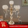 22"/55CM Gold Centerpiece Candelabra Glass Crystals Candel Holder Tall,5 Arms Gold Crystals Candelabra Home Holiday Decorative Centerpiece for Wedding/Home/Event/Christmas Party Decoration view 2