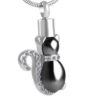LiHiFG Crystal Cat Urn Pendant Funeral Cremation Jewelry Cat Pendant Pet Memorial Urn Necklace for Ashes
