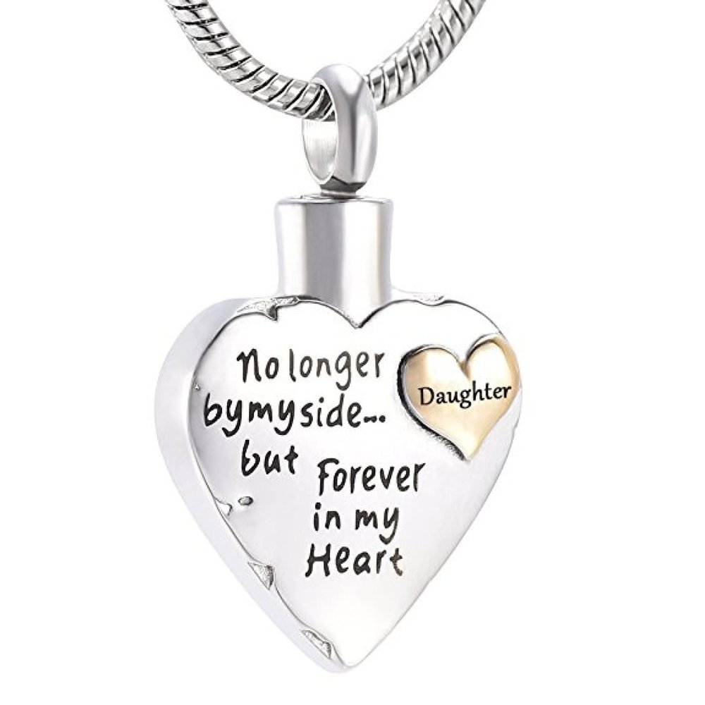 CCZUL Free Engraving Forever in My Heart Cremation Necklace for Loved Ones Ashes - Memorial Ash Keepsake