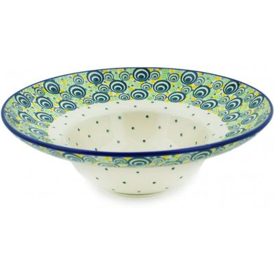 Polmedia Polish Pottery Pasta Bowl 10-inch - Radiant Rounds Pattern Handmade in Boleslawiec Poland by Ceramika Artystyczna + Certificate of Authenticity