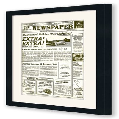 12x22 Matted Newspaper Frame - Black Wood - Acid Free Matting and UV Resistant Acrylic to Protect Your Newspaper from Yellowing Over Time - Made to Display Newspapers 12x22 Inches or 17x27 w/o the Mat