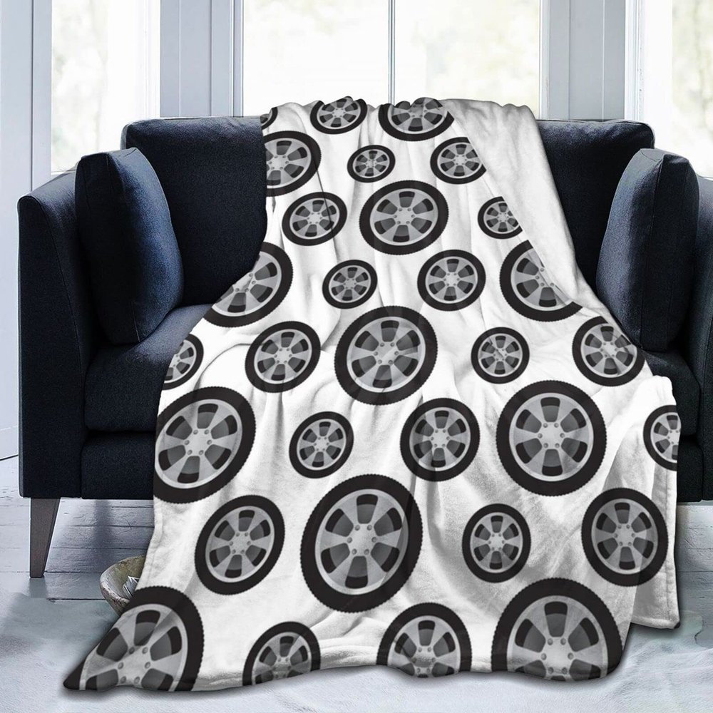 Auto Wheels Automobile Rubber Tire Car Wheel Fleece Blanket Bed Linen Sofa Blankets Throw Size 50"X40" for Yoga Mats Pillow Case