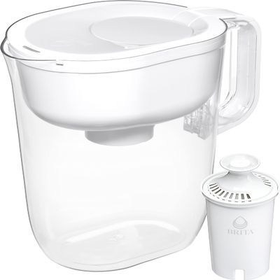 Brita Large 10 Cup Water Pitcher with 1 Standard Filter, Made Without BPA, Huron, (Packaging May Vary), Small, Bright White