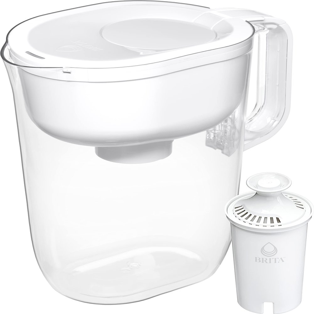 Brita Large 10 Cup Water Pitcher with 1 Standard Filter, Made Without BPA, Huron, (Packaging May Vary), Small, Bright White