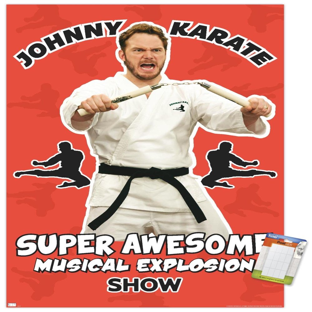 Trends International Parks and Recreation - Johnny Karate Wall Poster, 14.725" x 22.375", Premium Poster & Mount Bundle