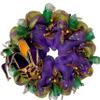Luxury Handmade Mardi Gras Deco Mesh Wreath  Jester Mask Front Door Decor, 24" or 28" view 1