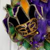 Luxury Handmade Mardi Gras Deco Mesh Wreath  Jester Mask Front Door Decor, 24" or 28" view 2