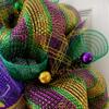 Luxury Handmade Mardi Gras Deco Mesh Wreath  Jester Mask Front Door Decor, 24" or 28" view 3