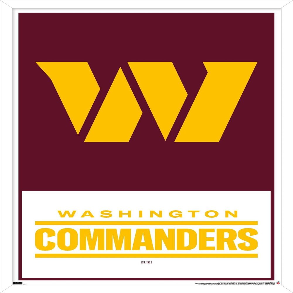 Trends International NFL Washington Commanders - Logo 22 Wall Poster, 22.375" x 34", White Framed Version