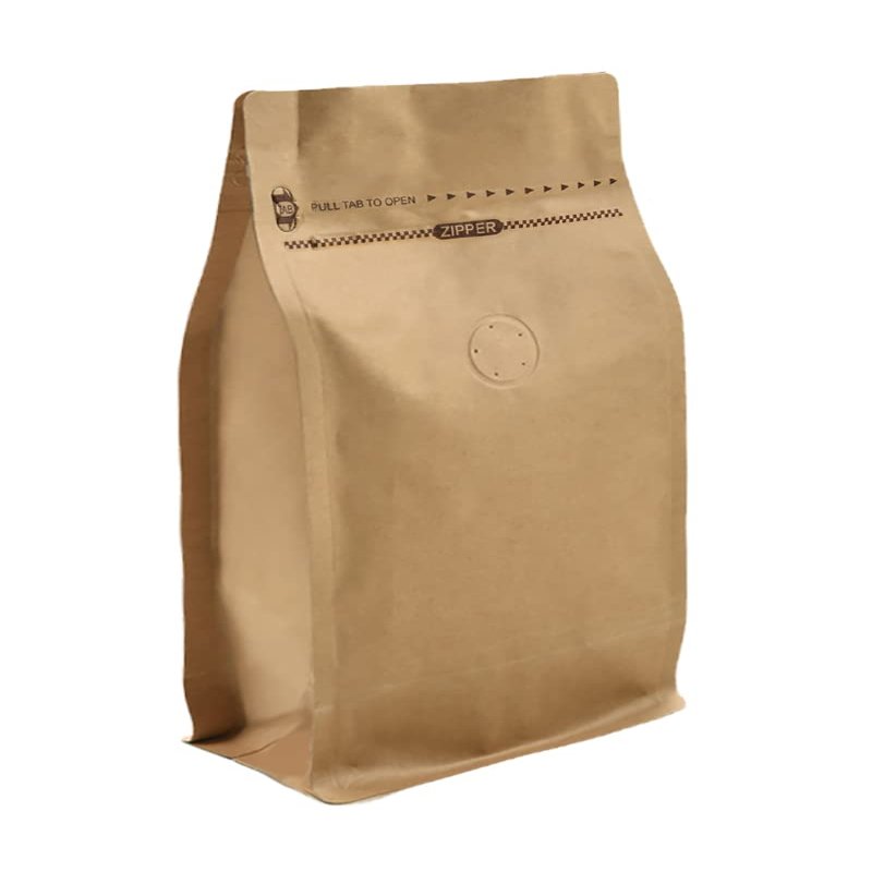 50 Pieces 4 Ounce Kraft Paper Stand Up Coffee Bag/Flat Bottom Pouch with Air Release Valve and Reusable Side Zipper. (50pcs, lb/4oz/100gram)