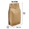 50 Pieces 4 Ounce Kraft Paper Stand Up Coffee Bag/Flat Bottom Pouch with Air Release Valve and Reusable Side Zipper. (50pcs, lb/4oz/100gram) view 2