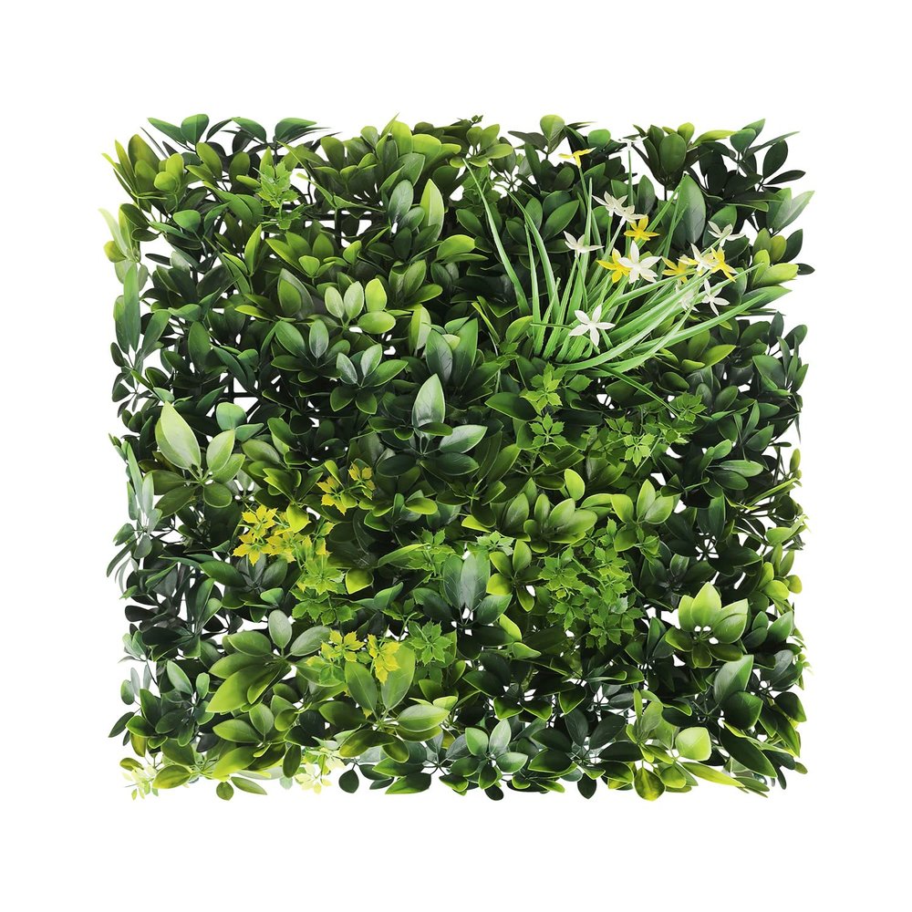 ECOOPTS 20"x20" Faux Ivy Privacy Fence Screen Artificial Boxwood Panels Topiary Hedge Plants for Indoor Outdoor Decoration, #6 Mixed Leaves, 30 Packs