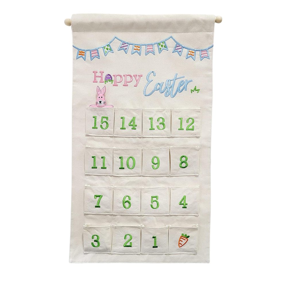 Interactive Easter Countdown Calendar Canvas Wall Hanging | Educational and Festive Dcor for Families and Kids | Embroidered Fabric with Finger Puppet Delights by Pockets of Learning
