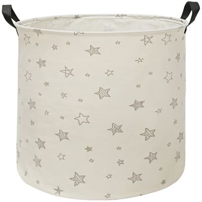 HUAYEE Round Star Pattern Laundry Hamper Storage Basket Fabric Material Storage Hamper Organization Basket, Storage Bin, Gift Box with Handles for Room