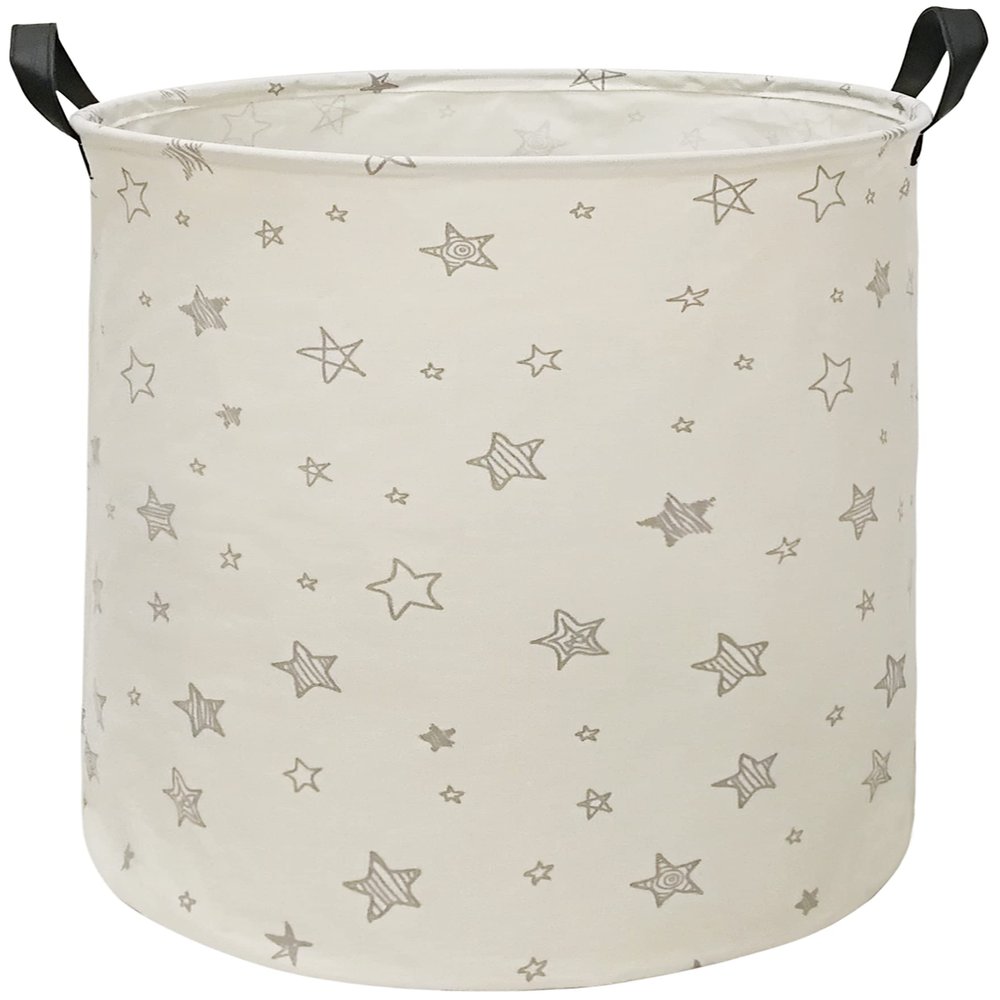 HUAYEE Round Star Pattern Laundry Hamper Storage Basket Fabric Material Storage Hamper Organization Basket, Storage Bin, Gift Box with Handles for Room
