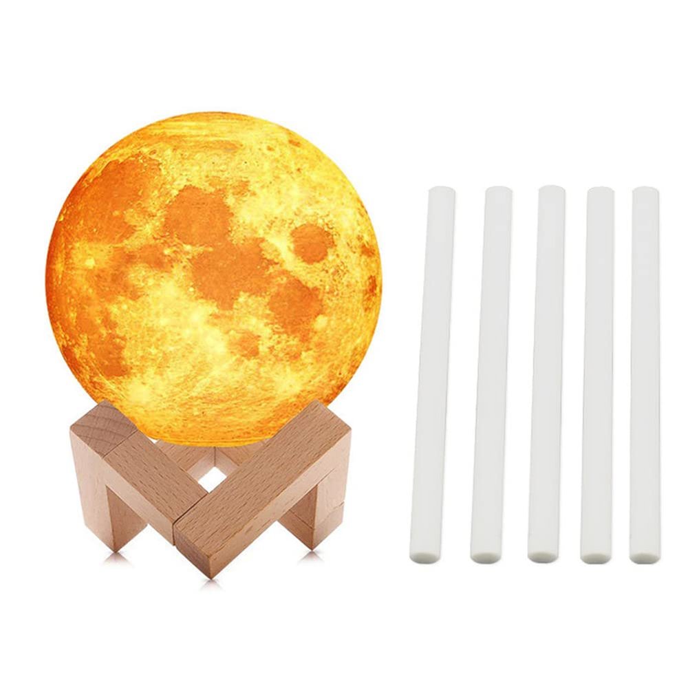 TTPP 880ml Humidifier 3D Moon Lamp Humidifier with LED 3 Colors Night Light USB Aromatherapy Diffuser for Bedroom, Office, Gift