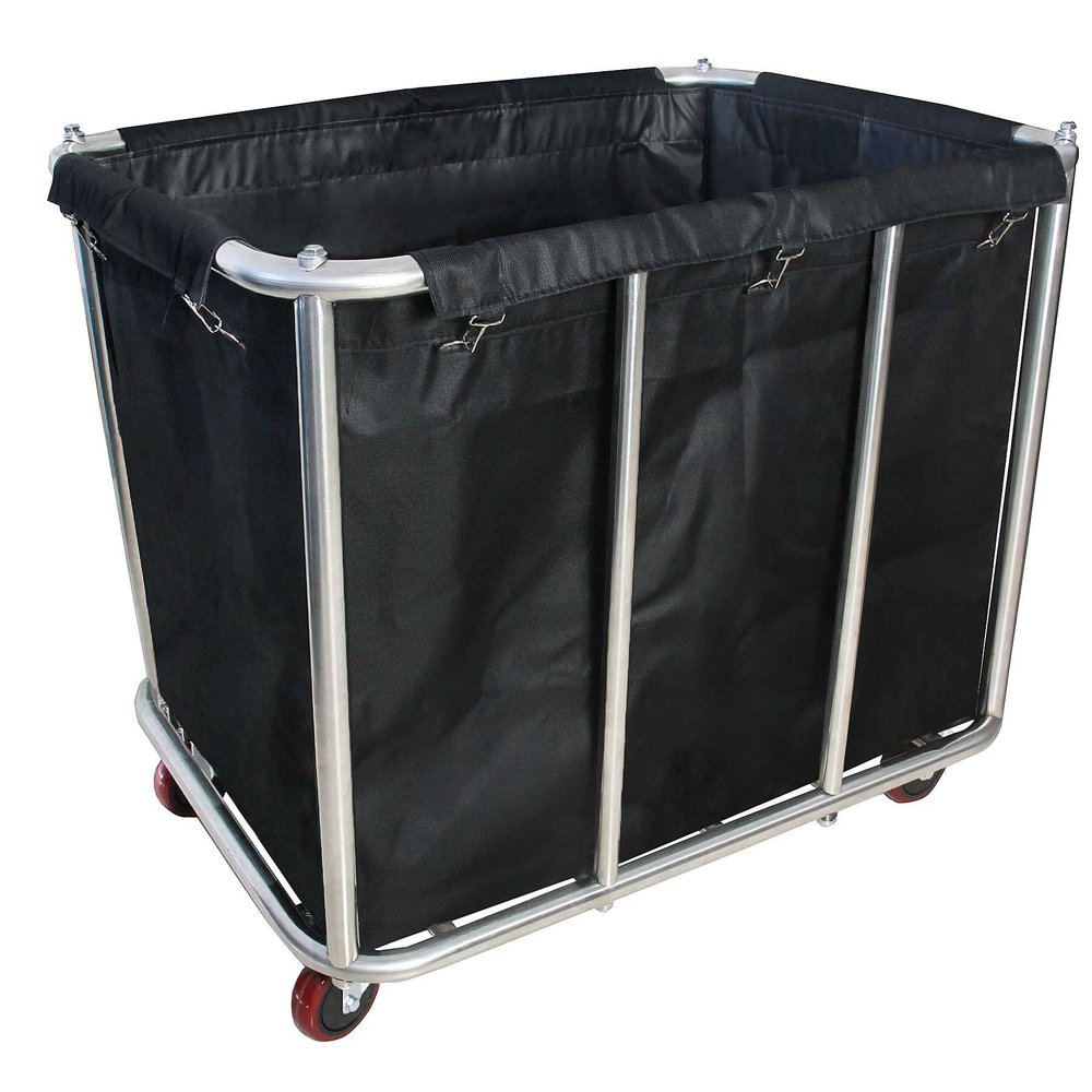 Graywlof Industrial Commercial Large Rolling Laundry Cart, Heavy Duty Canvas Hamper, 11.5 Bushel, 260LBS Load, Wheeled, Black