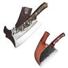 Bone Cleaver Heavy Duty Bundle with Serbian Chef Knife Viking Gift Men Hunting BBQ Camping with sheath view 1