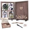 Y&K Homish Wedding Guest Book Alternative, Rustic Wedding Decorations for Reception, Favors for Guests 80 Hearts Green Wreath (Rustic Brown) view 1
