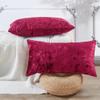 BYTIDE Abstract Velvet Decorative Lumbar Throw Pillow Covers 14 x 26 Inches Set of 2, Soft Shiny Luxury Rectangular Cushion Case Pillowcase for Couch Bed Sofa Car Bedroom Living Room, Christmas Red view 1