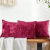 BYTIDE Abstract Velvet Decorative Lumbar Throw Pillow Covers 14 x 26 Inches Set of 2, Soft Shiny Luxury Rectangular Cushion Case Pillowcase for Couch Bed Sofa Car Bedroom Living Room, Christmas Red view 2