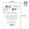 50 Wedding Thank You Place Setting Cards, Wedding Reception Thank You Cards, Table Centerpieces and Wedding Decorations, Bridal, Engagement, Anniversary, 4x6" view 3