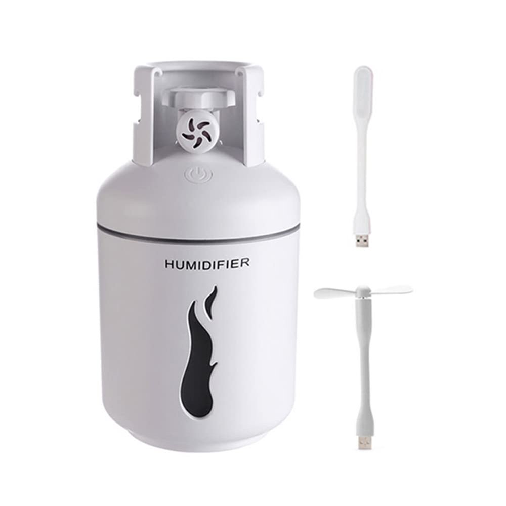 TTPP 3 in 1 Humidifier with Night Light Small Fan 300ml Portable Mini Car USB Humidifier for Home Car Bedroom Office Travel-White