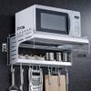 JF-XUAN Kitchen Shelf Kitchen shelf Kitchen Shelf WallMounted Microwave Seasoning Supplies Aluminum Storage Shelf view 2