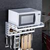 JF-XUAN Kitchen Shelf Kitchen shelf Kitchen Shelf WallMounted Microwave Seasoning Supplies Aluminum Storage Shelf view 3