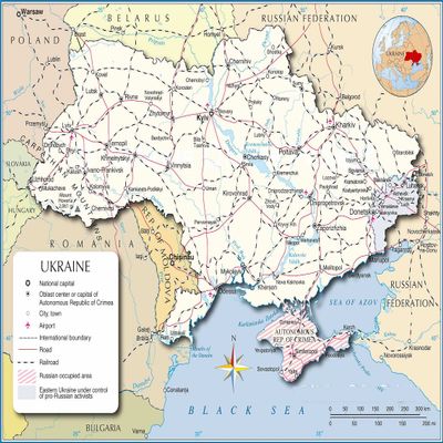 Palmetto Posters 20x24 Laminated Poster: Ukraine Map depicting roads and cities Poster