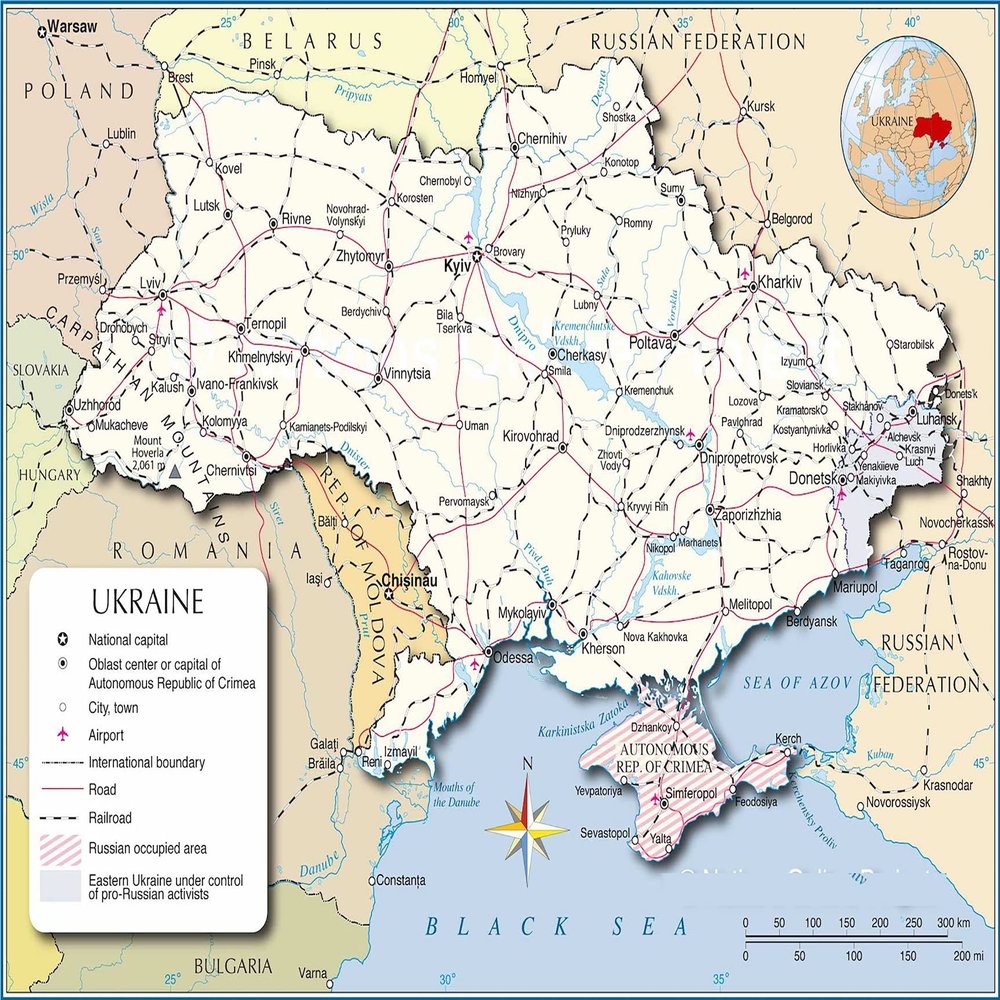 Palmetto Posters 20x24 Laminated Poster: Ukraine Map depicting roads and cities Poster