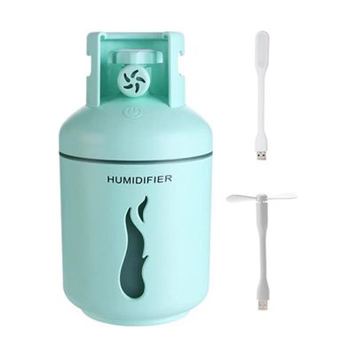 TTPP 3 in 1 Humidifier with Night Light Small Fan 300ml Portable Mini Car USB Humidifier for Home Car Bedroom Office Travel-Blue
