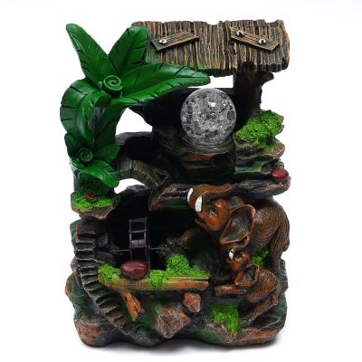BJTDLLX Rockery Water Fountain Desktop Resin Fountains Indoor Tabletop Water Fountain with LED Rolling Ball Feng Shui Waterfall Fountain for Modern Home Decor Office Living Room Decoration Home