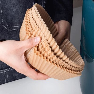 Air Fryer Parchment Paper 100Pcs Disposable Air Fryer Paper Liners Non-stick 6.3in Round Baking Paper For Baking Roasting Microwave Waterproof Food Grade Baking Paper