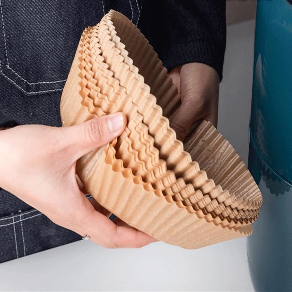 Air Fryer Parchment Paper 100Pcs Disposable Air Fryer Paper Liners Non-stick 6.3in Round Baking Paper For Baking Roasting Microwave Waterproof Food Grade Baking Paper