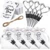 30 Pcs Heart Shape Wine Stoppers Love Wine Bottle Stopper Silver Champagne Beer Bottle Stopper 50 White Kraft Labels 30 Sheer Bags with String for Wedding Gift Valentine Decorations view 1