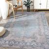 DECOMALL Maila Machine Washable Rug, Vintage Distressed Rug, Non Slip Blue Area Rug for Foyer Laundry Room Bedroom, 4'x 6', Blue view 1