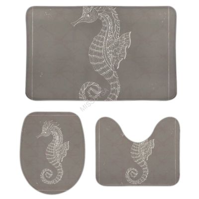3 Pieces Bathroom Rug Set, Benthic Biological Ocean Soft Foam Non Slip Bath Mats Sets Toilet Contour Mat Lid Cover for Bathtub Shower and Bathroom Decor 20"x32"