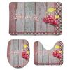 3 Pieces Bathroom Rug Set, Cherry Plaid Wood Grain Soft Foam Non Slip Bath Mats Sets Toilet Contour Mat Lid Cover for Bathtub Shower and Bathroom Decor 20"x32" view 1