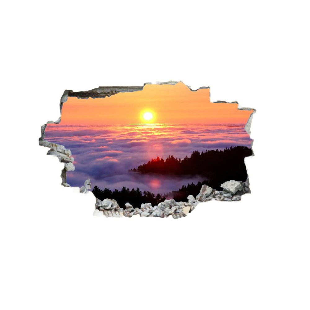 Clouds 3D Wall Sticker Room Decor Bedroom Decal Sunrise Removable Kids Boys Girls Wall Tattoo Landscape Decor Sticker for Home Decor Art Mural Wallpaper Window Wall Stickers Murals 35" W x 24" H