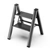 GameGem 2 Step Ladder, Aluminum Folding 2 Step Stool with Anti-Slip Sturdy and Wide Pedal, Lightweight Portable Stepladder for Home and Kitchen Use Space Saving, Black, 330 lbs view 1