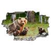 Animal Wall Decal 3D Smashed Art Decor Bear Wall Tattoo Art Vinyl Wall Stickers Grass for Girls Kids Bedroom Nursery Living Room Sticker Mural Home Gift 43 x 28 Inch view 1