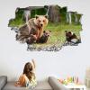 Animal Wall Decal 3D Smashed Art Decor Bear Wall Tattoo Art Vinyl Wall Stickers Grass for Girls Kids Bedroom Nursery Living Room Sticker Mural Home Gift 43 x 28 Inch view 2